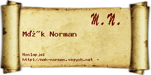 Mák Norman névjegykártya